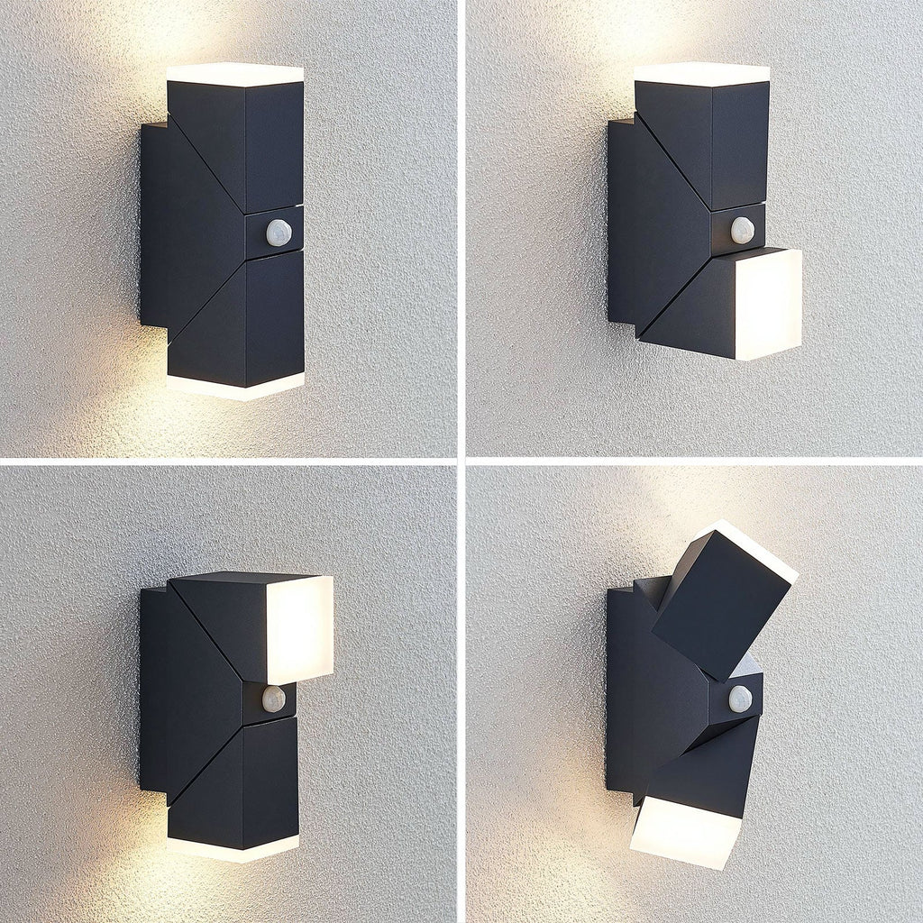 LED utevegglampe Sally antrasitt montert på vegg