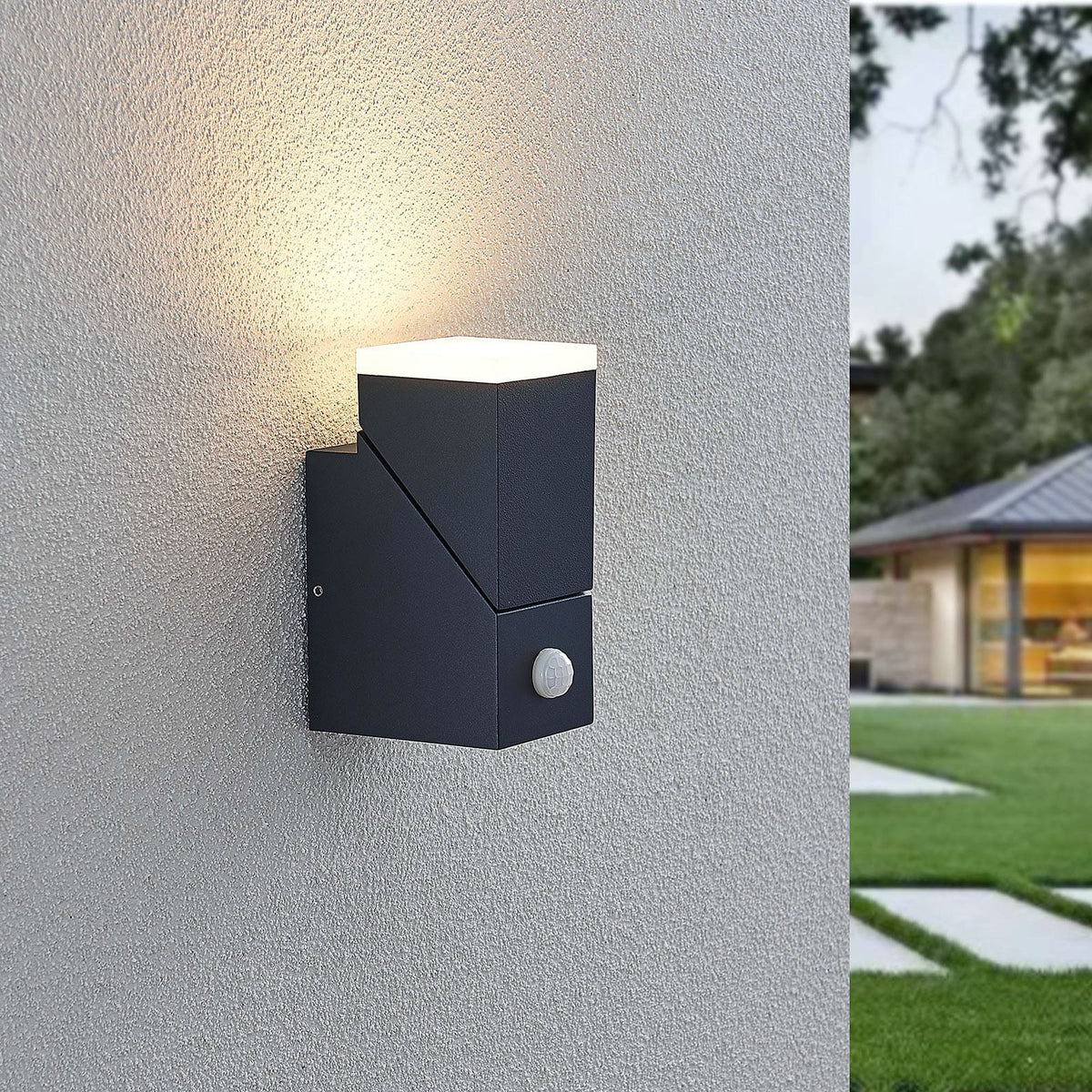 LED utevegglampe Sally med bevegelsessensor antrasitt IP54 bakside
