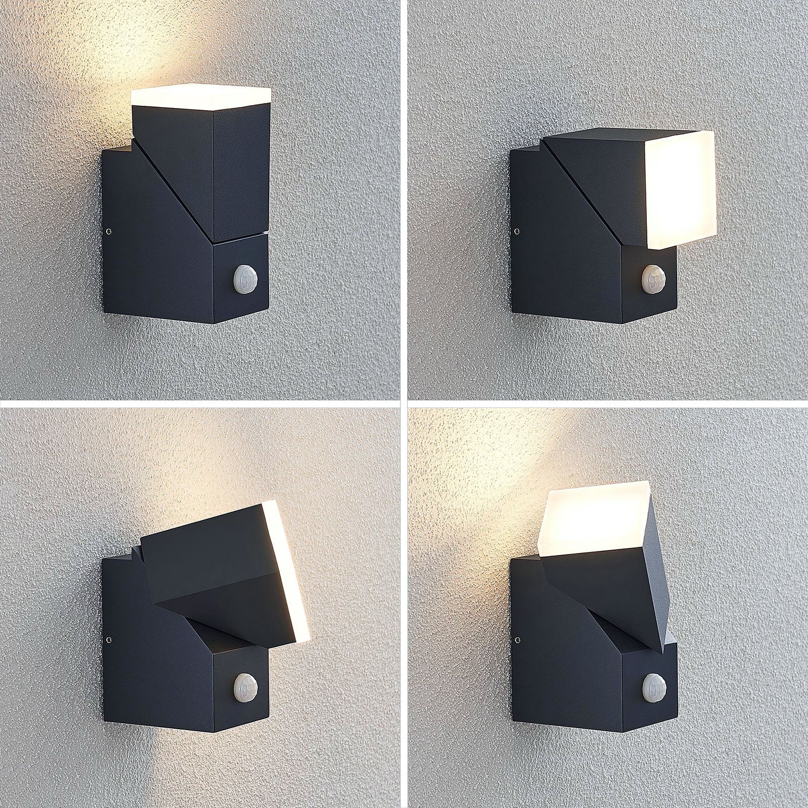 LED utevegglampe Sally med bevegelsessensor antrasitt IP54 lyser i mørket