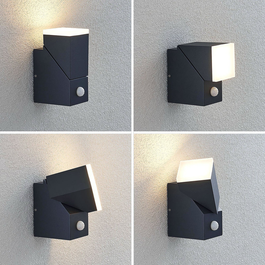 LED utevegglampe Sally med bevegelsessensor antrasitt IP54 lyser i mørket