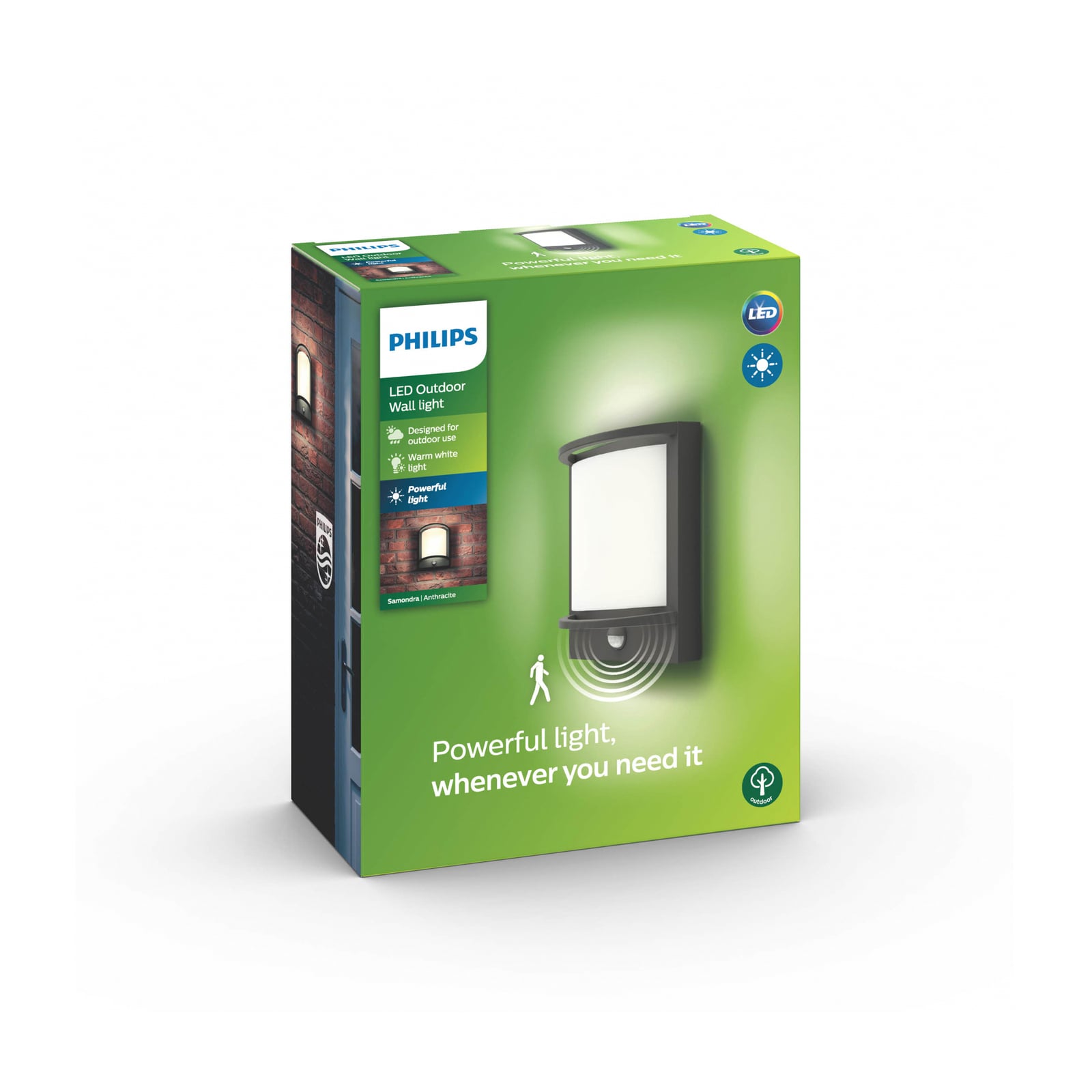 Montert LED utevegglampe Samondra med bevegelsessensor Philips