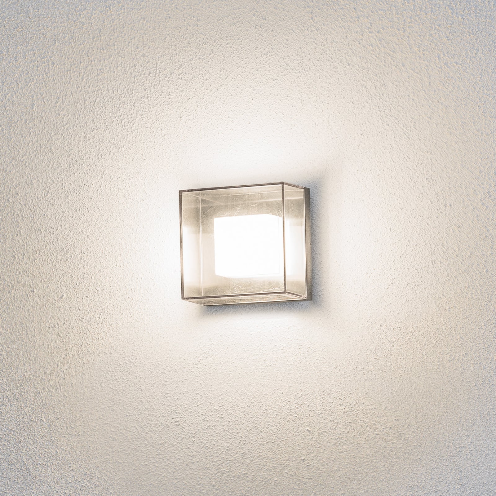 LED utevegglampe Sanremo kvadratisk grå bakside