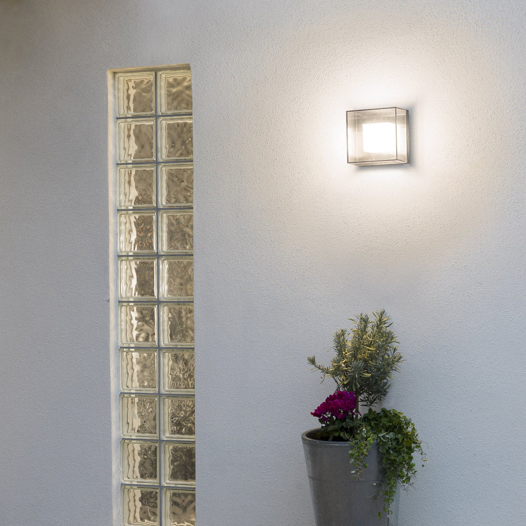 LED utevegglampe Sanremo kvadratisk grå montert på vegg