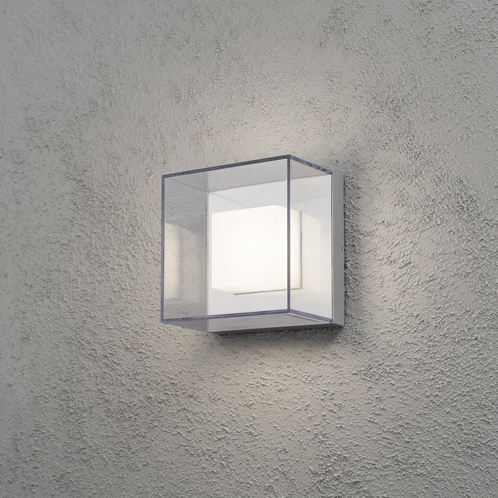 LED utevegglampe Sanremo kvadratisk grå sideprofil