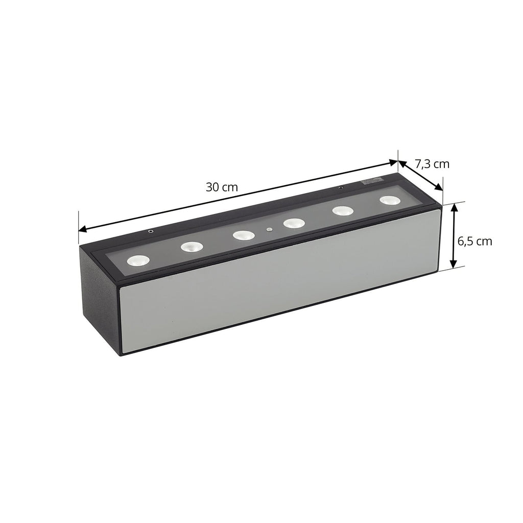 Nærbilde av LED utevegglampe Selim svart matt 30 cm
