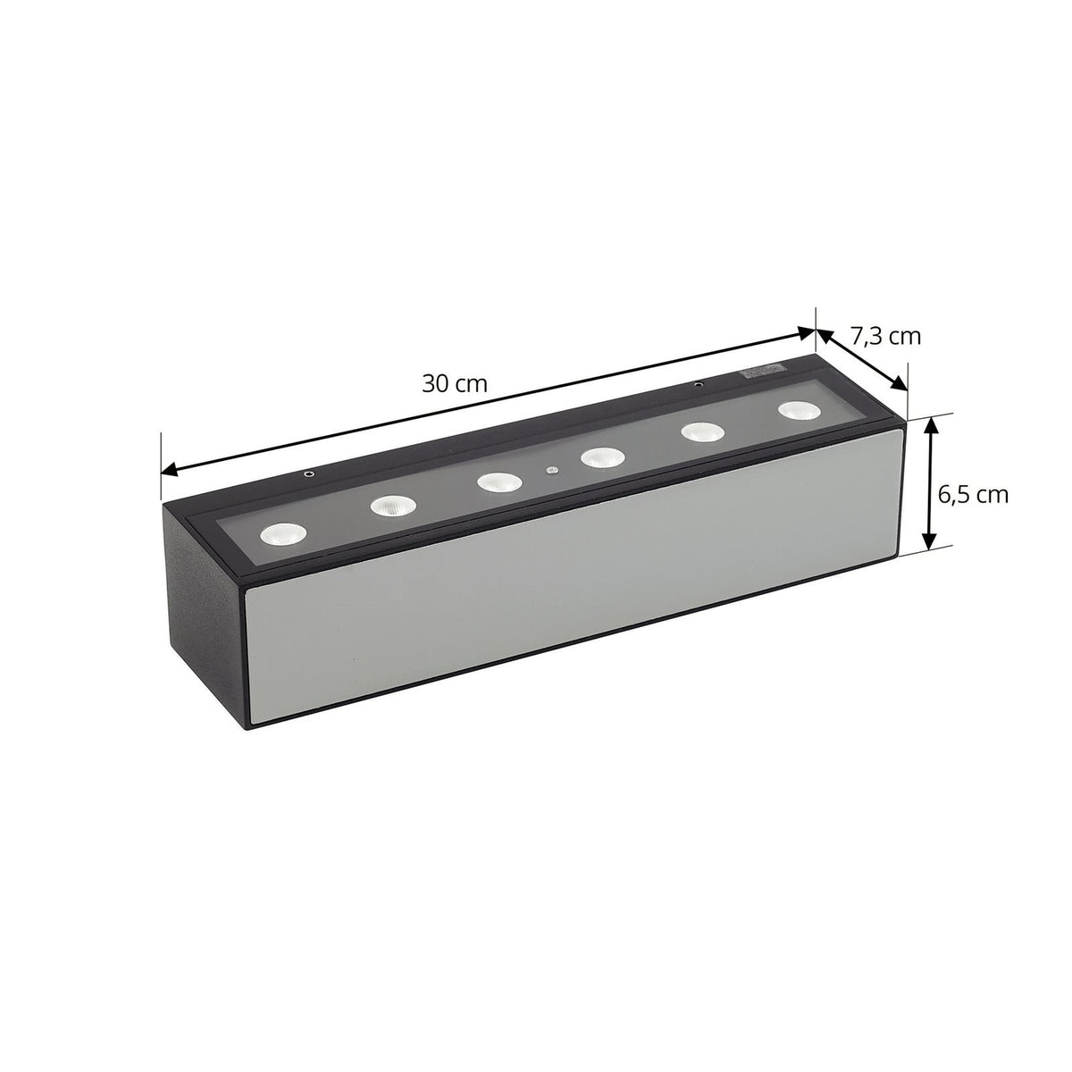 Nærbilde av LED utevegglampe Selim svart matt 30 cm