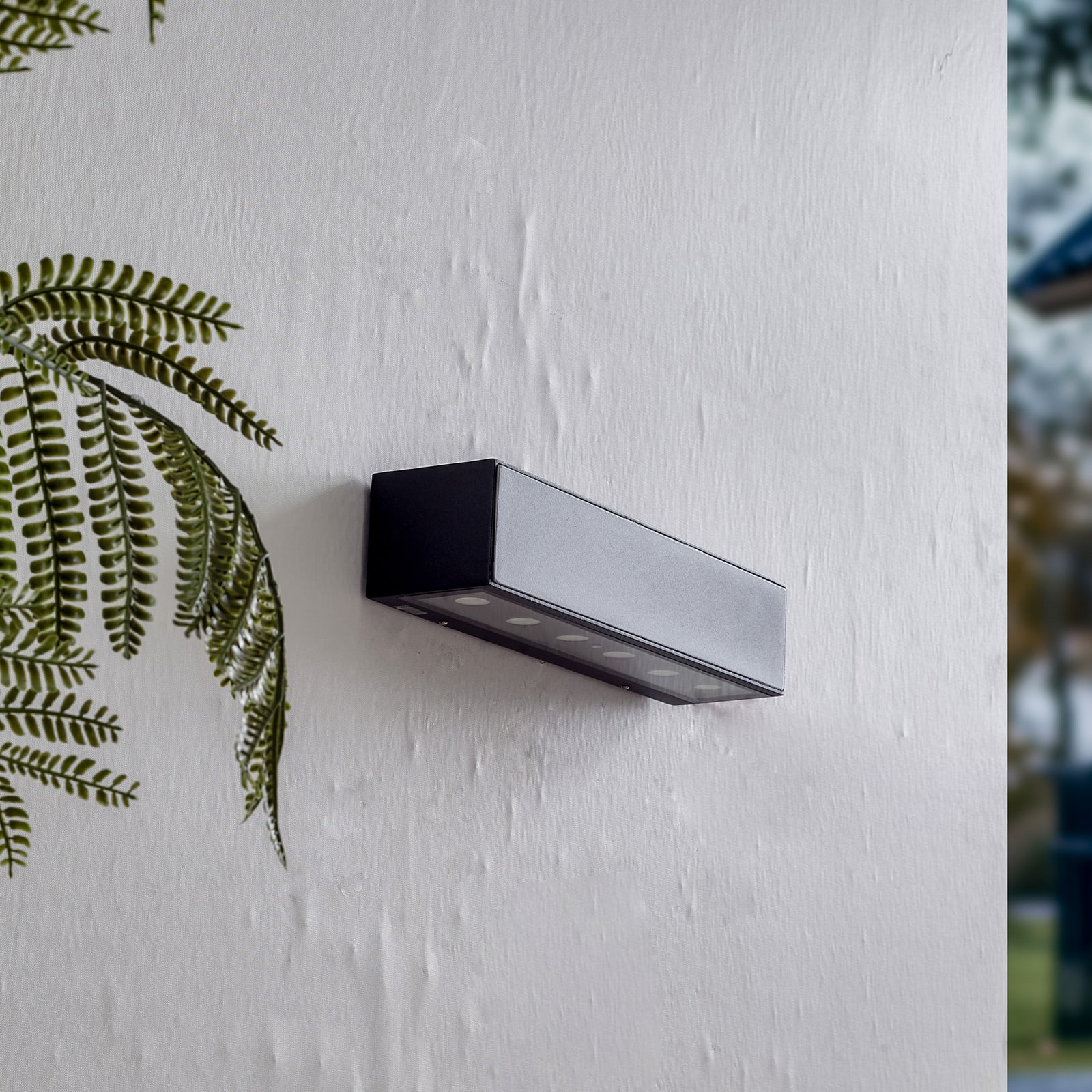Detalj av LED utevegglampe Selim svart matt 30 cm