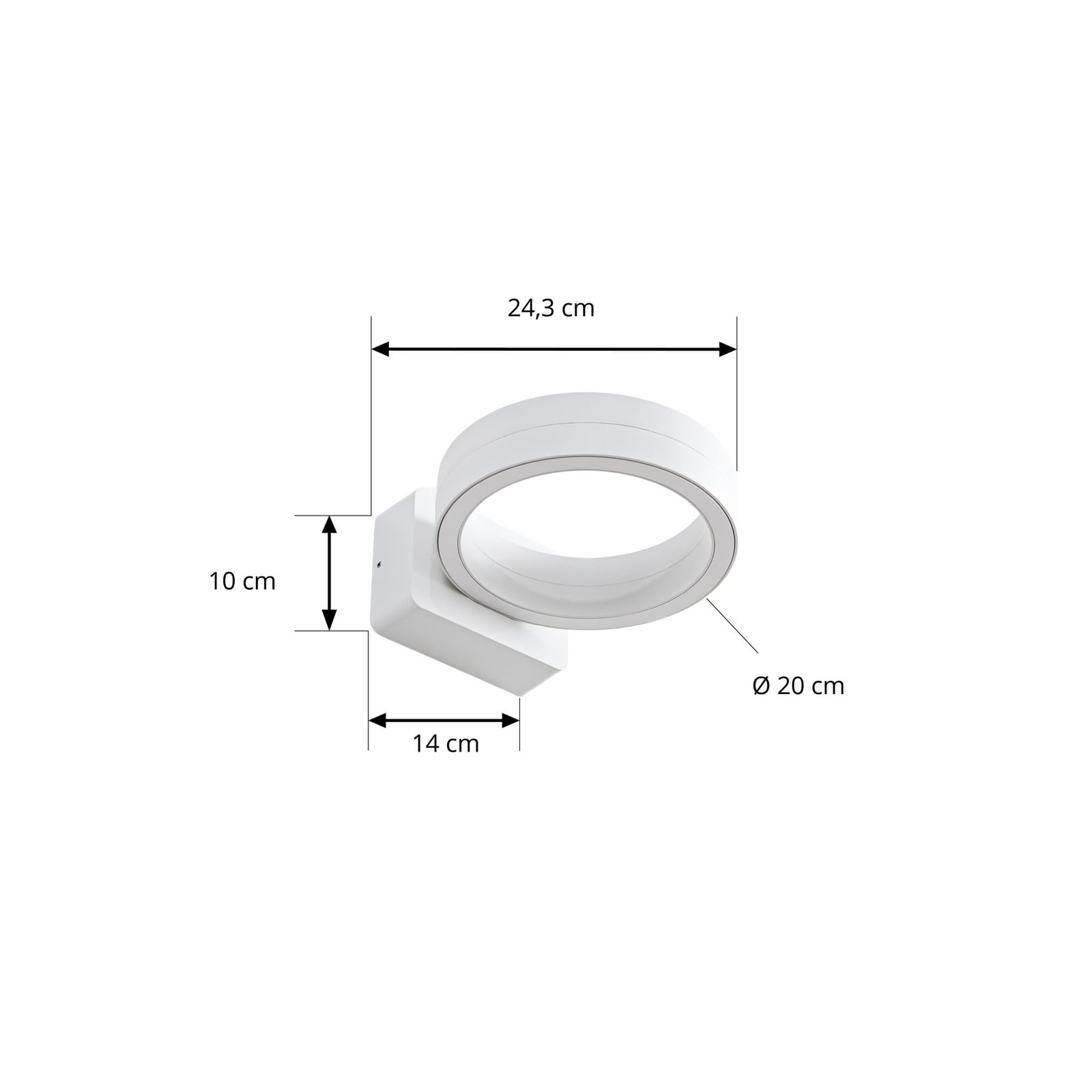 LED utevegglampe Selviro ringformet hvit detalj på ring