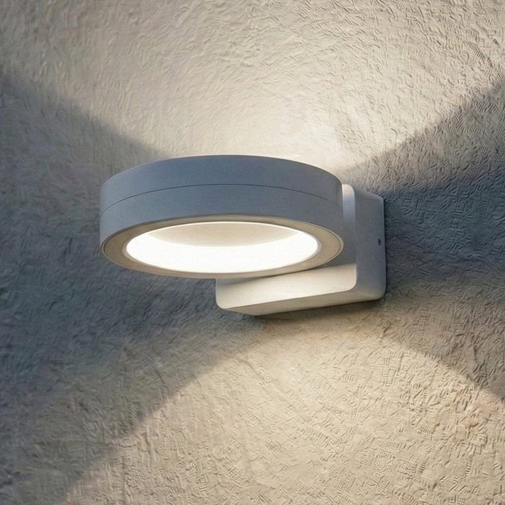 LED utevegglampe Selviro ringformet hvit forside