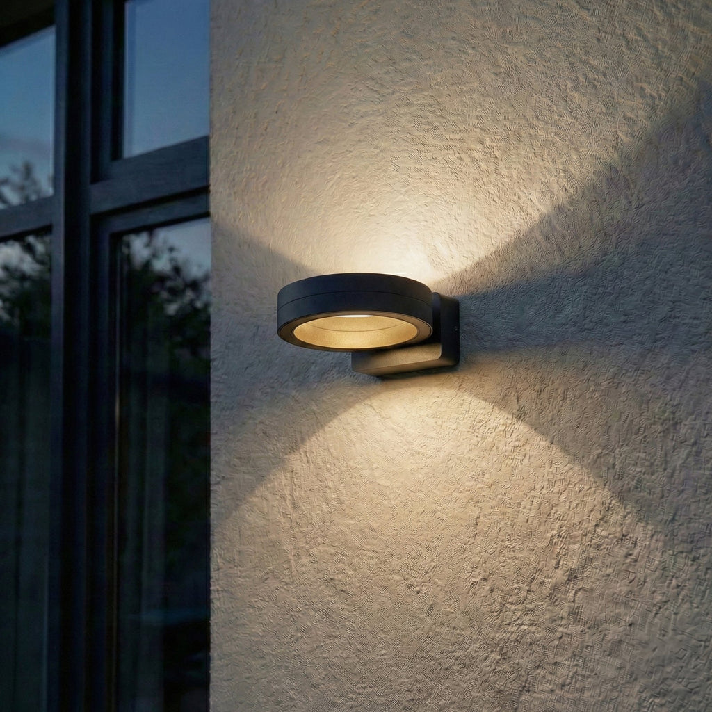 LED utevegglampe Selviro rund antrasitt Ø20 cm IP65 bakside
