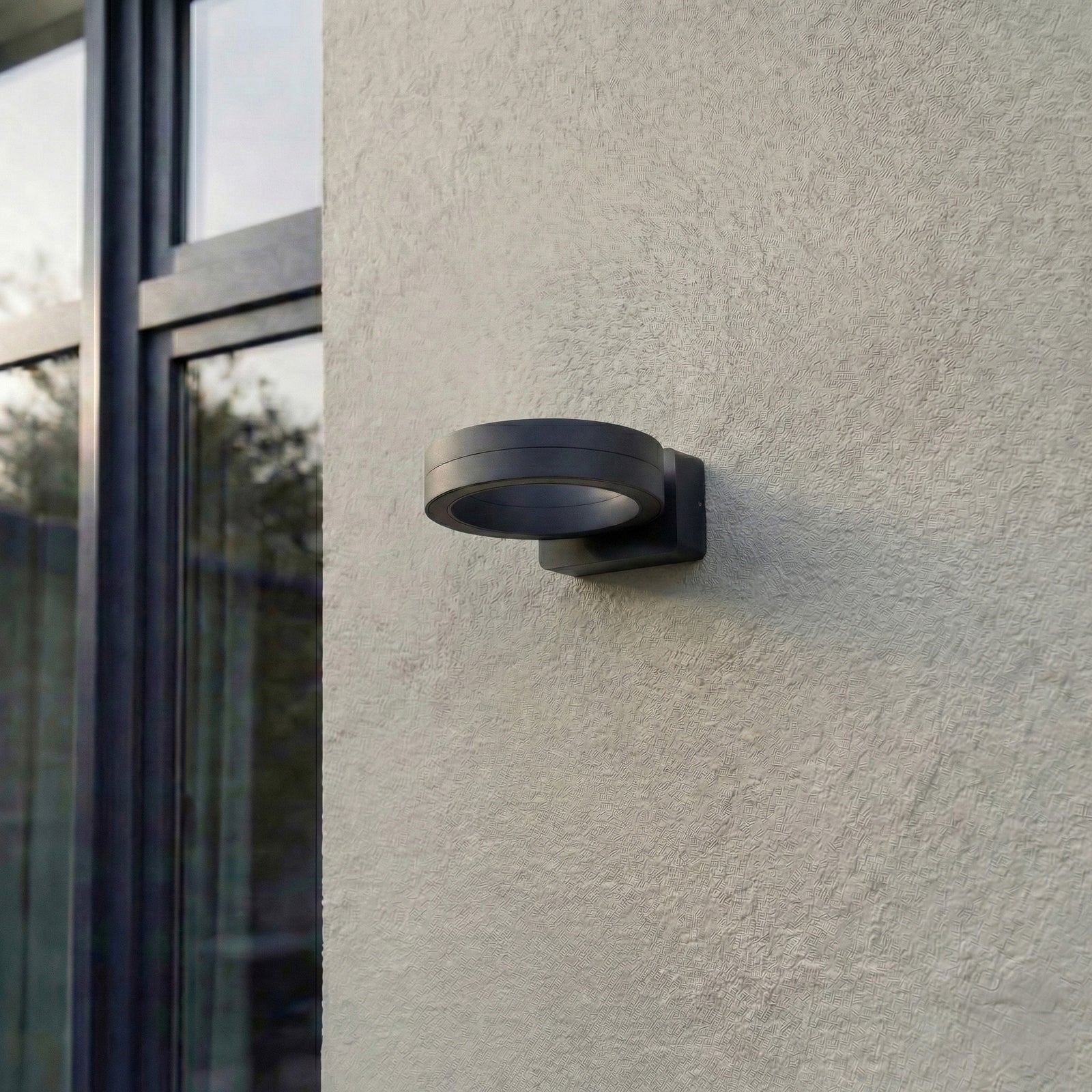 LED utevegglampe Selviro rund antrasitt Ø20 cm IP65 montert