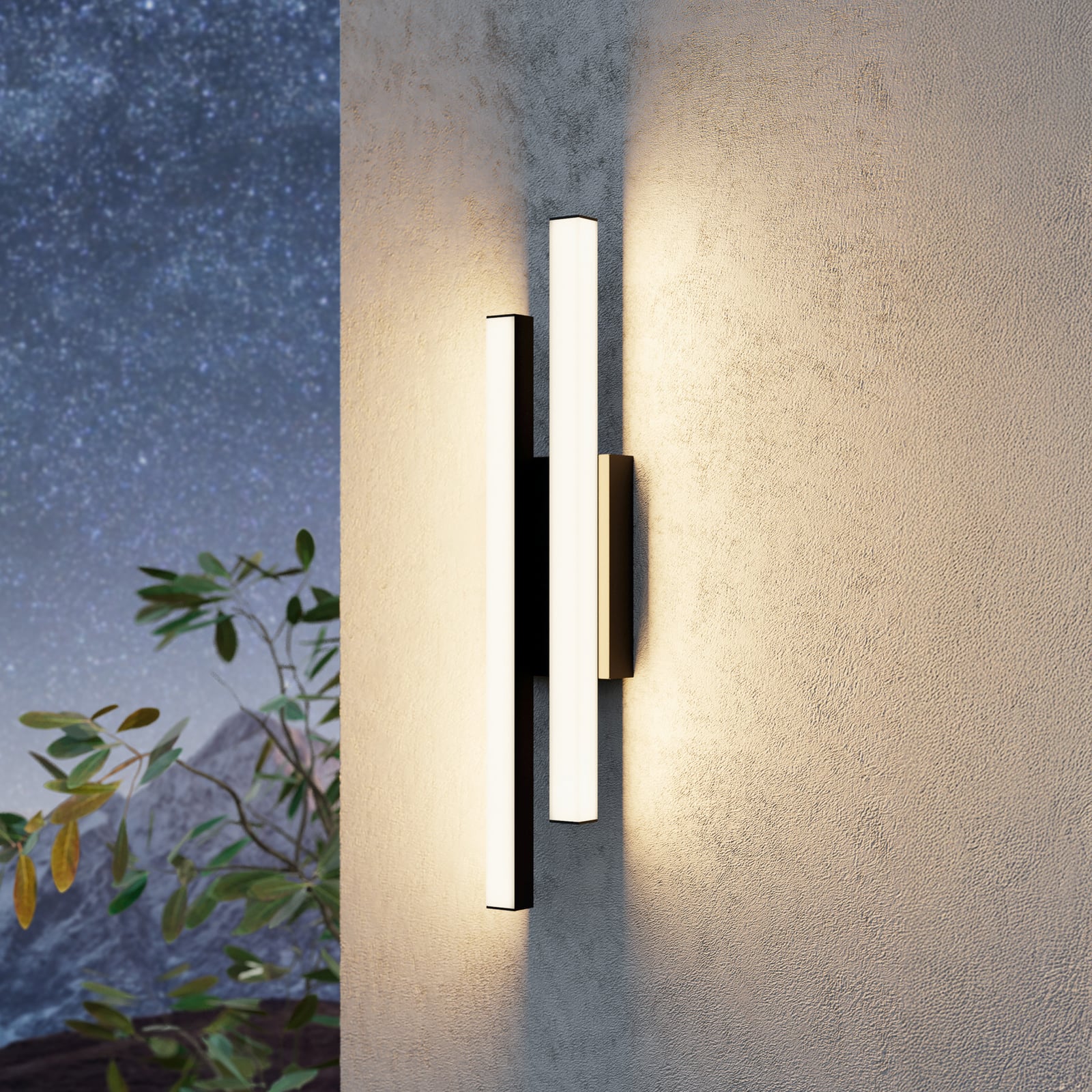 LED utevegglampe Serricella svart 2-lys IP55 forside