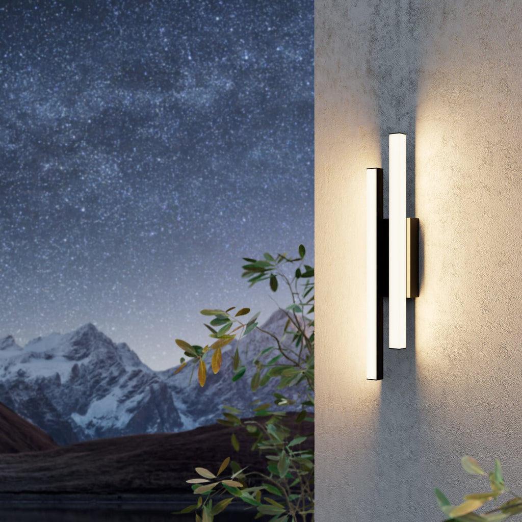 LED utevegglampe Serricella svart 2-lys IP55 bakside
