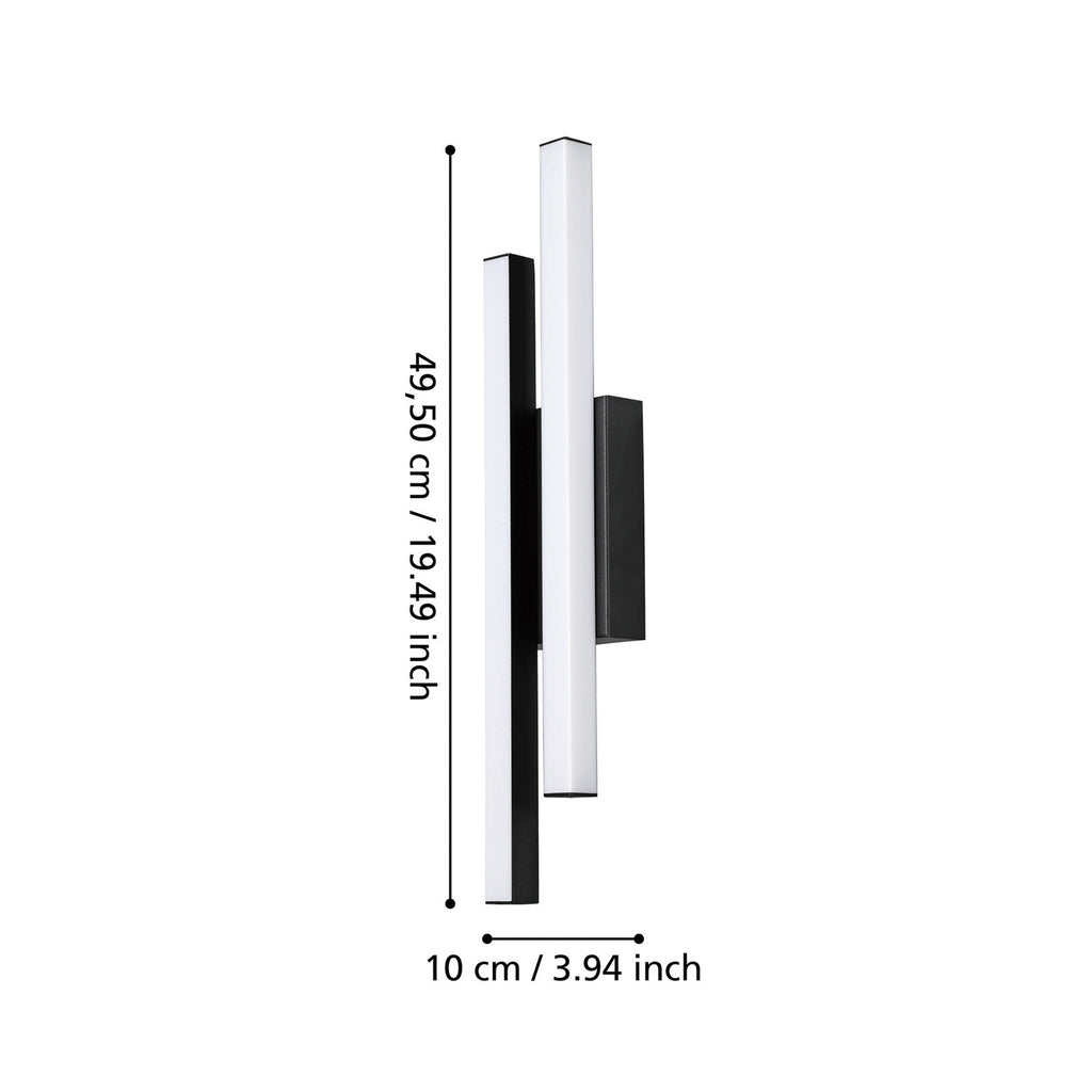 LED utevegglampe Serricella svart 2-lys IP55 detalj