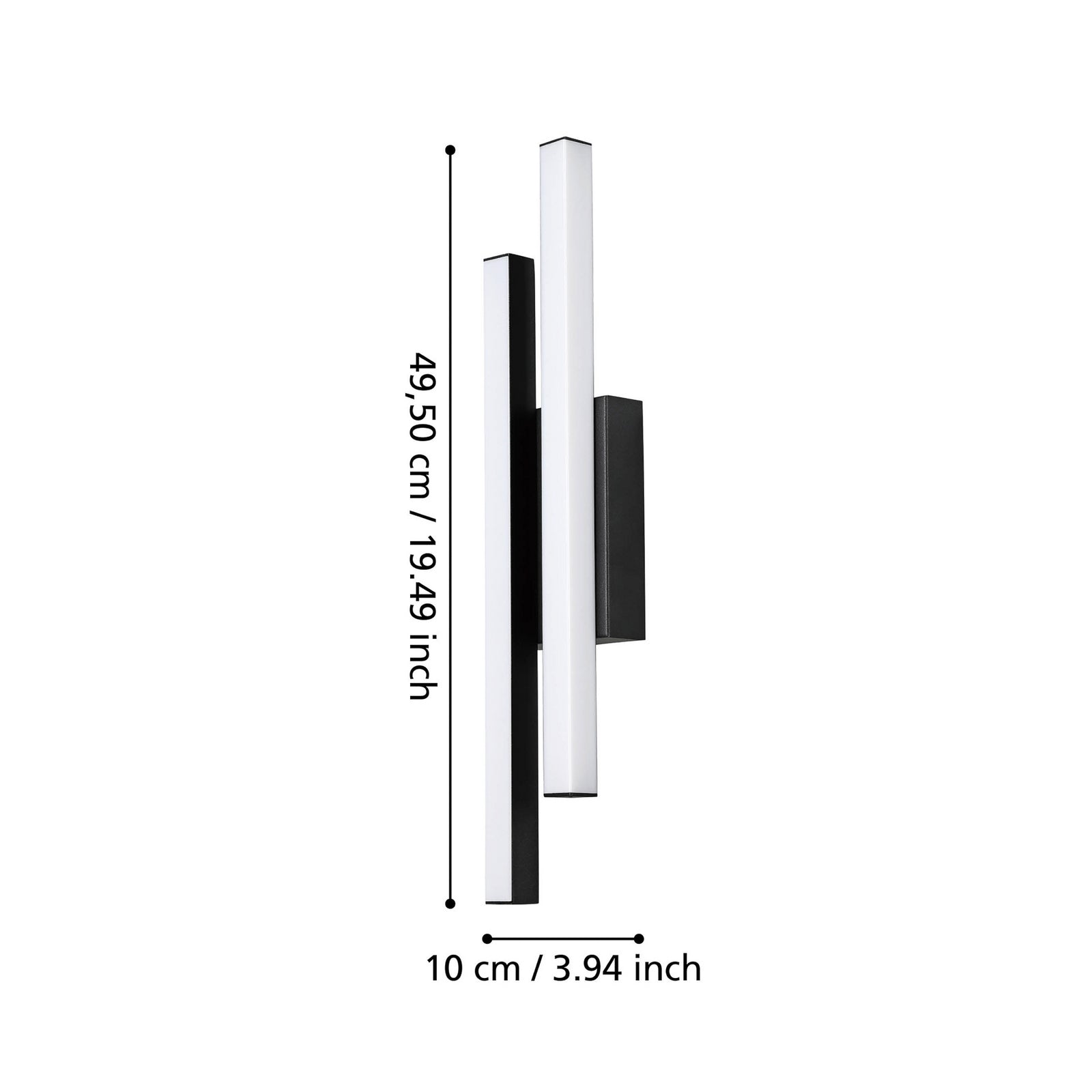 LED utevegglampe Serricella svart 2-lys IP55 detalj