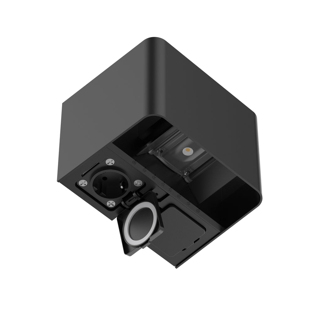 LED utevegglampe Shadow opp/ned dimbar CCT med stikkontakt IP54 installasjon