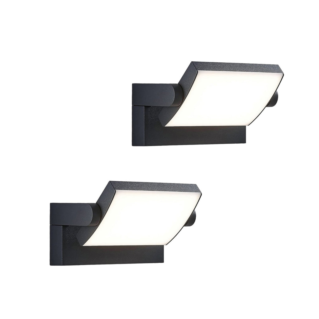 LED utevegglampe Sherin 2er-sett dreibar IP54 mørkegrå forfra