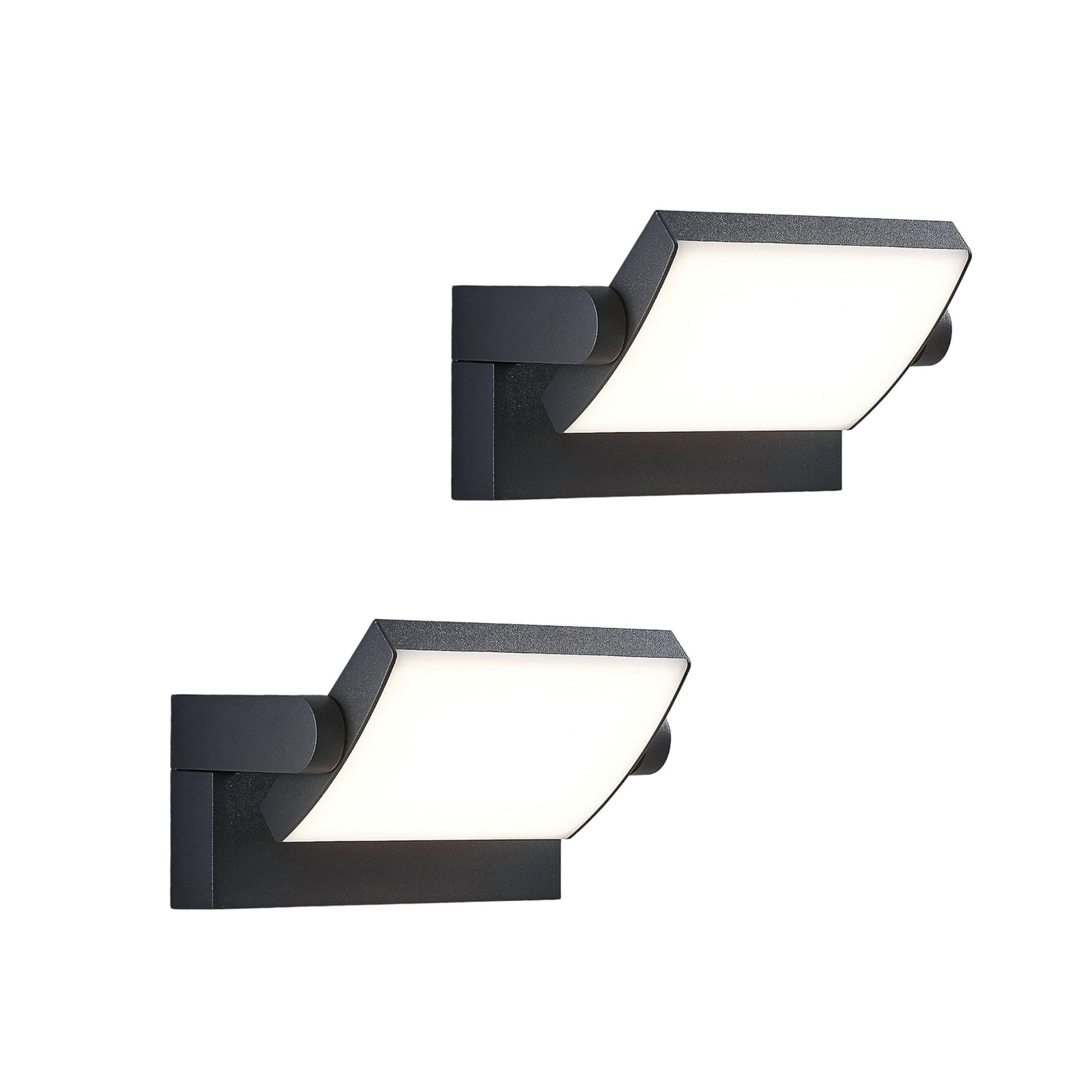 LED utevegglampe Sherin 2er-sett dreibar IP54 mørkegrå forfra
