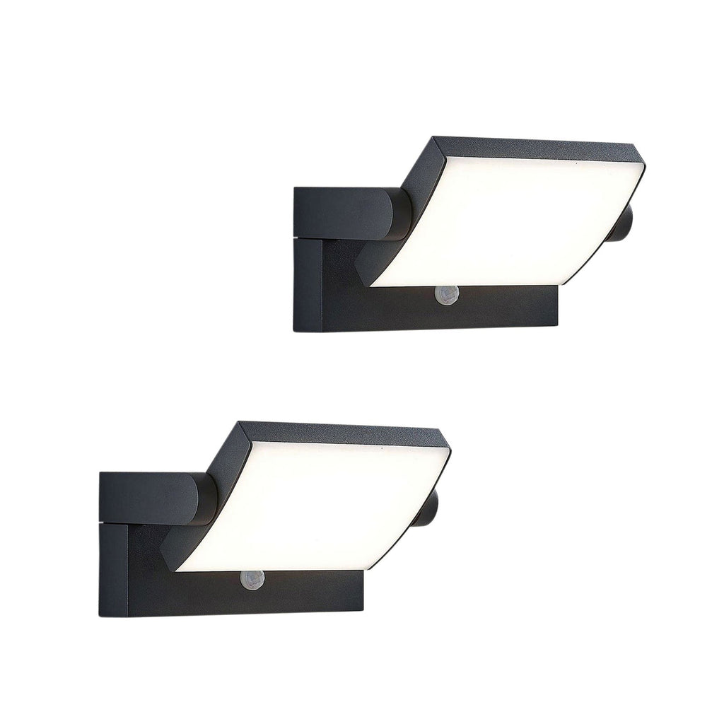 LED utevegglampe Sherin 2er-sett svingbar med sensor IP54 forfra