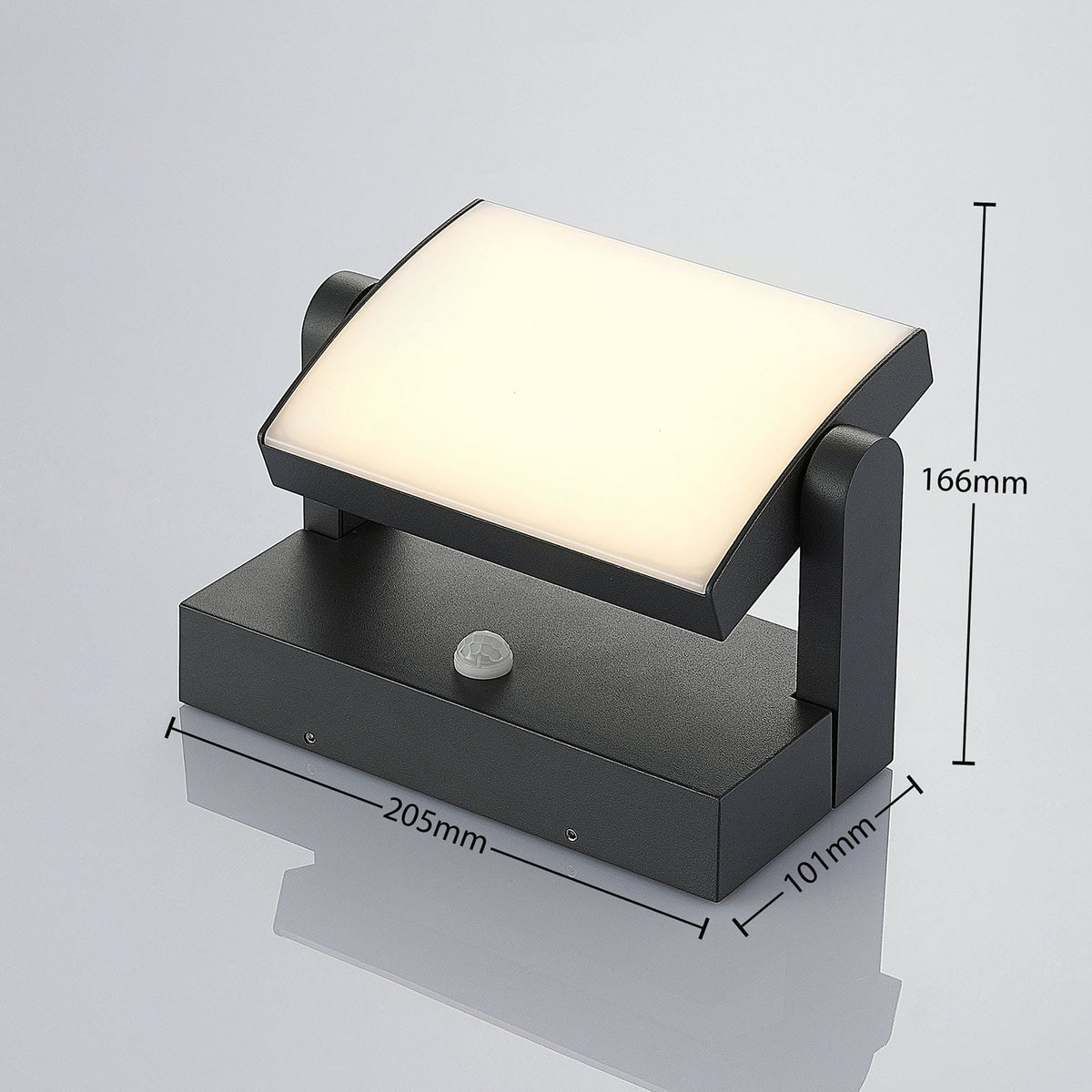 LED utevegglampe Sherin med bevegelsessensor antrasitt nærbilde av sensor