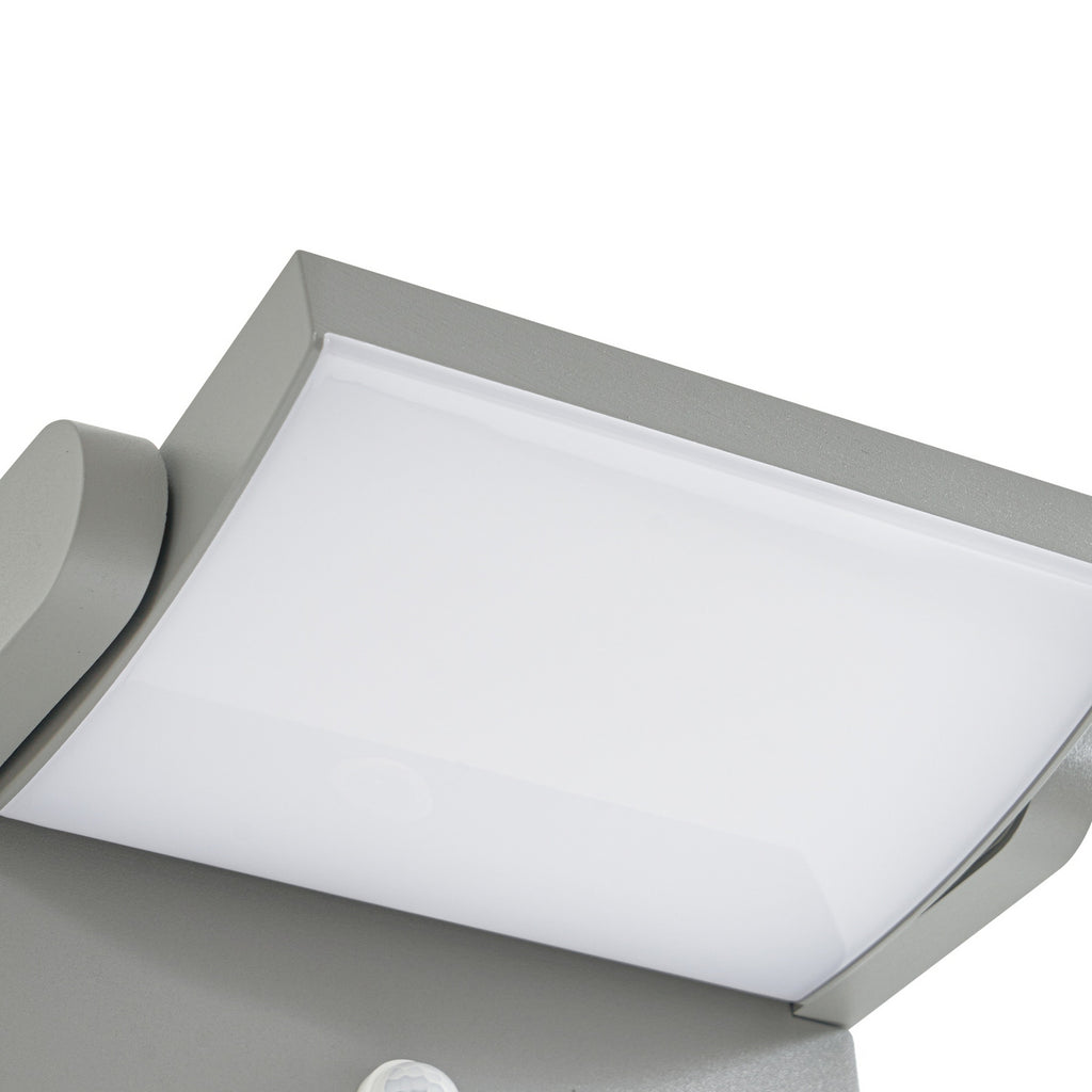 LED utevegglampe Sherin svingbar med bevegelsessensor grå IP54 lysdetalj