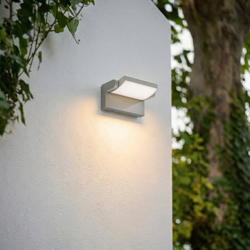 LED utevegglampe Sherin svingbar lysgrå IP54 10,8W bakside