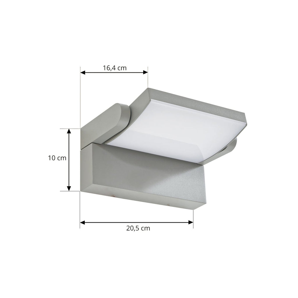 LED utevegglampe Sherin svingbar lysgrå IP54 10,8W detalj av armatur