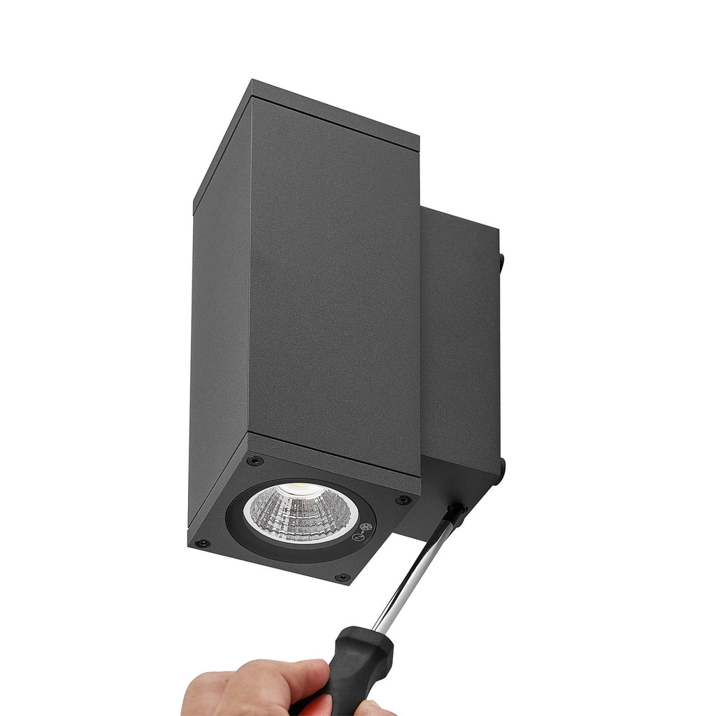 LED utevegglampe ShoreLine Pro Square opp/ned dimbar CCT IP65 med dimmerbryter