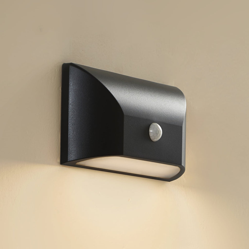 LED utevegglampe Siana med bevegelsessensor svart foran