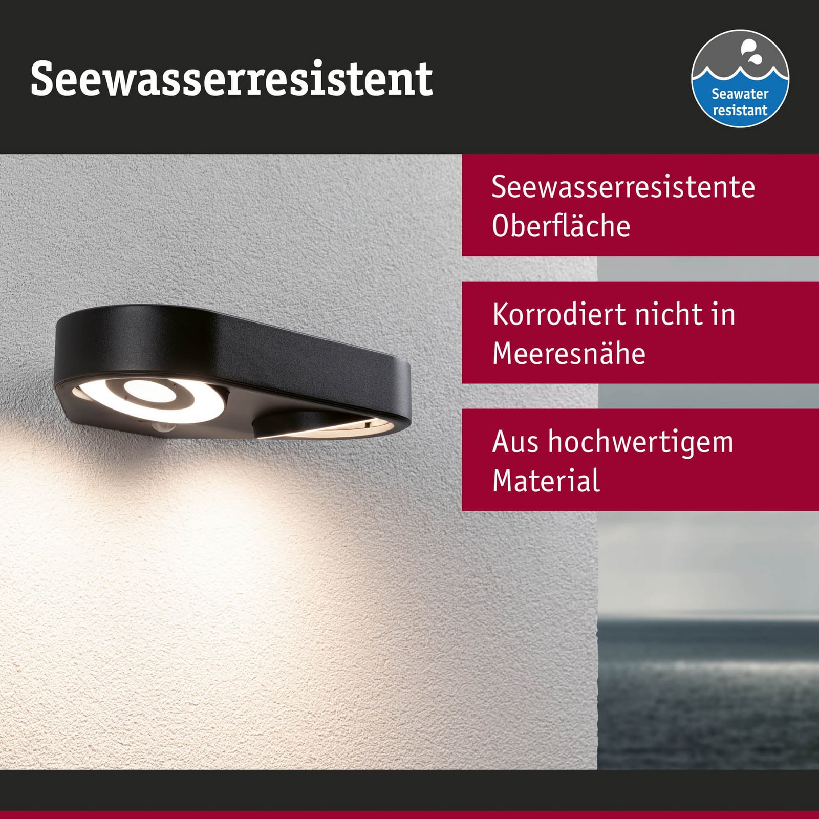 Sideprofil av LED utevegglampe Silma 2-lys med QuickPlug system