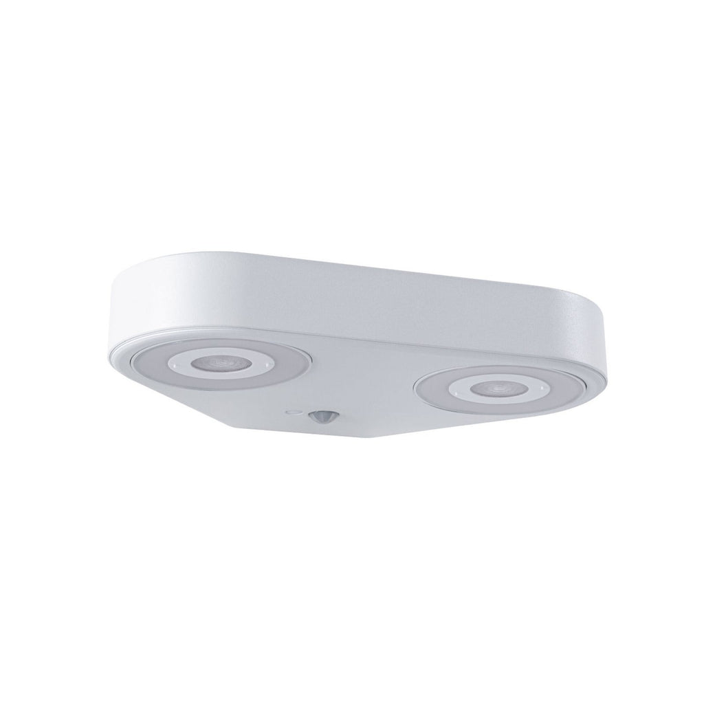 LED utevegglampe Silma 2-lys med bevegelsessensor hvit IP44 bakside