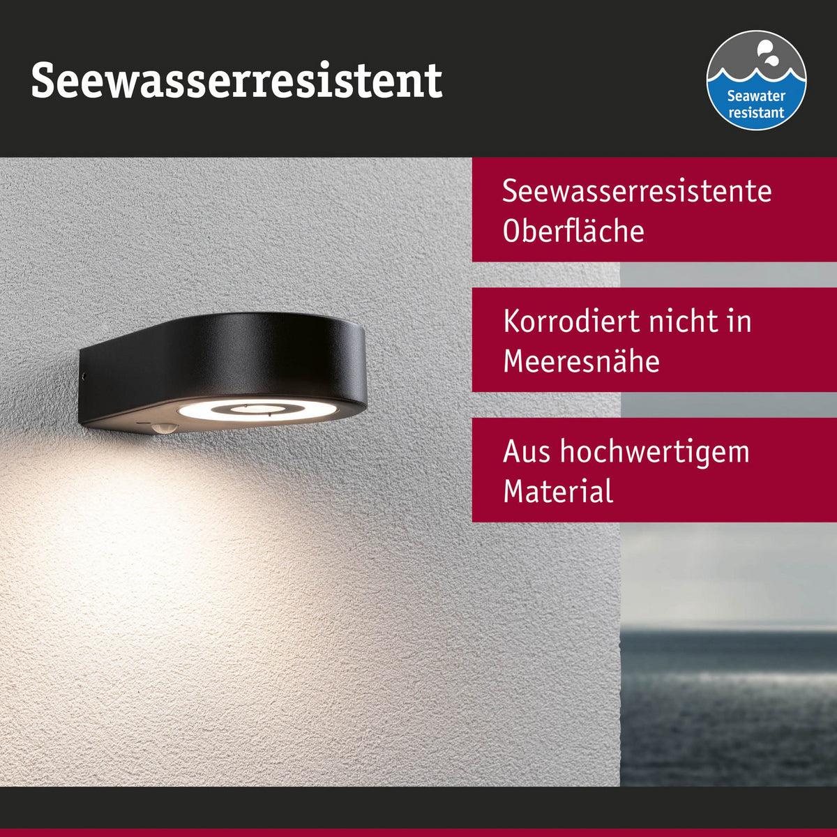 LED utevegglampe Silma med bevegelsessensor antrasitt IP44 detalj av lampehode