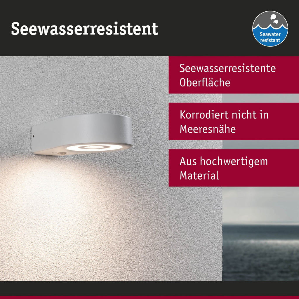 LED utevegglampe Silma med bevegelsessensor hvit side