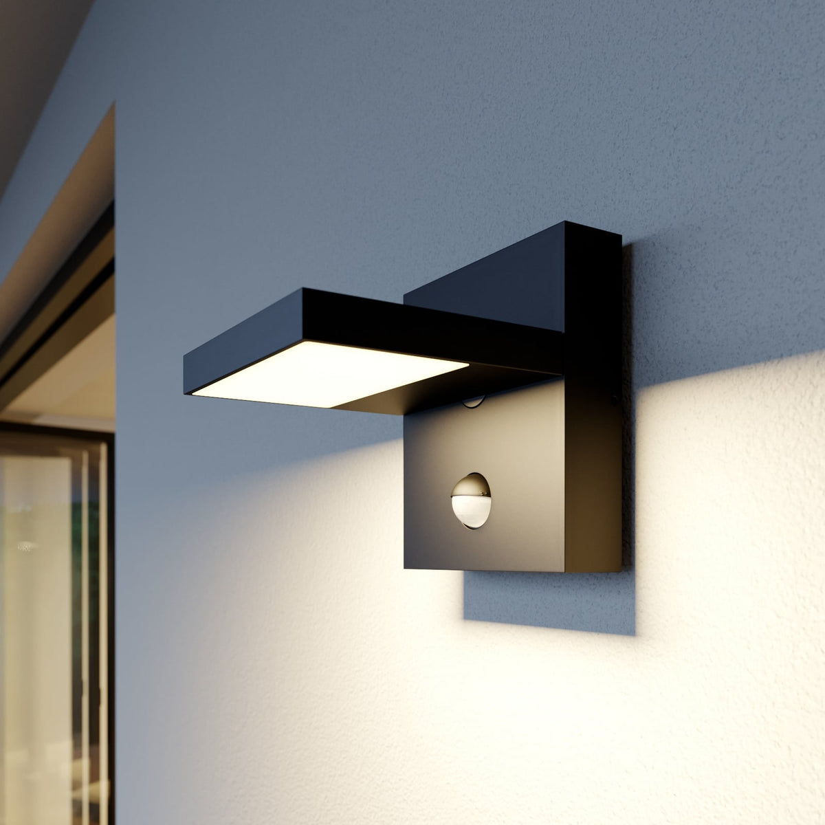 LED utevegglampe Silvan med bevegelsessensor antrasitt IP54 forfra