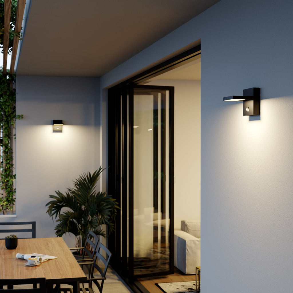 LED utevegglampe Silvan med bevegelsessensor antrasitt IP54 bakside