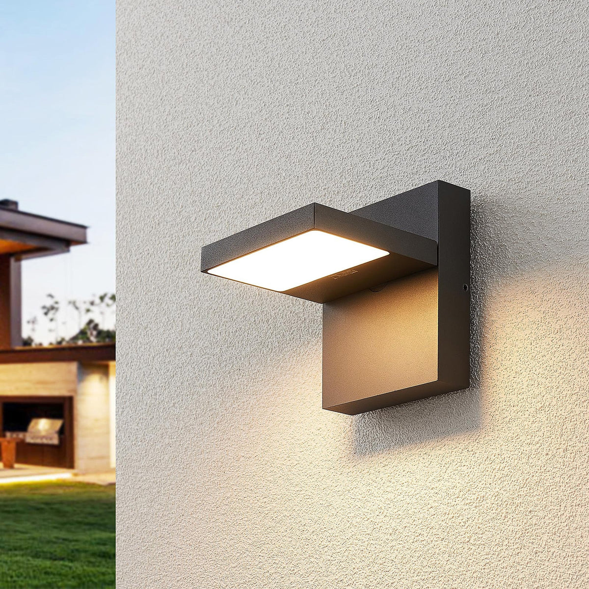 LED utevegglampe Silvan antrasitt aluminium bakside