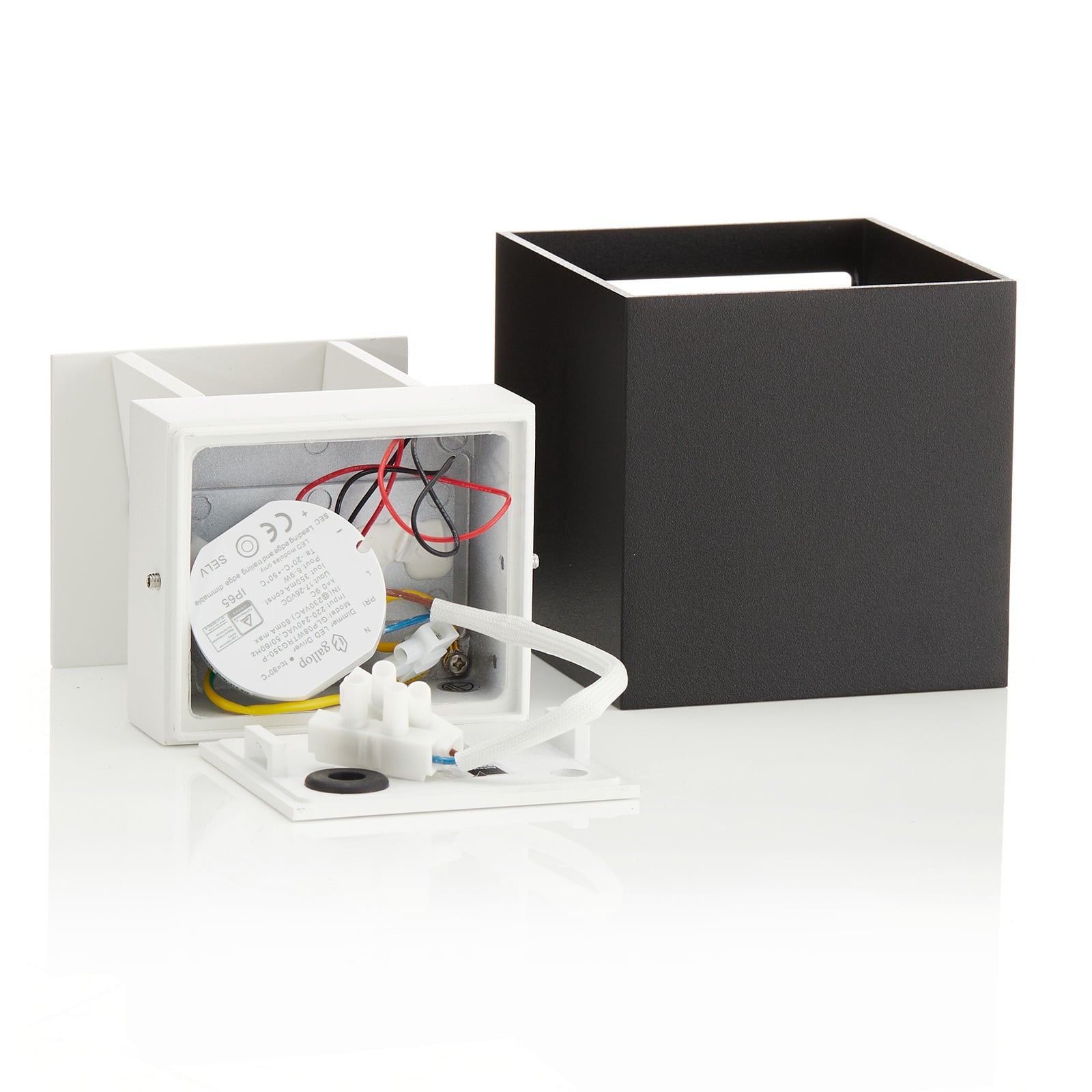 LED utevegglampe Siri 44 opp/ned dimbar svart IP54 aluminium materiale