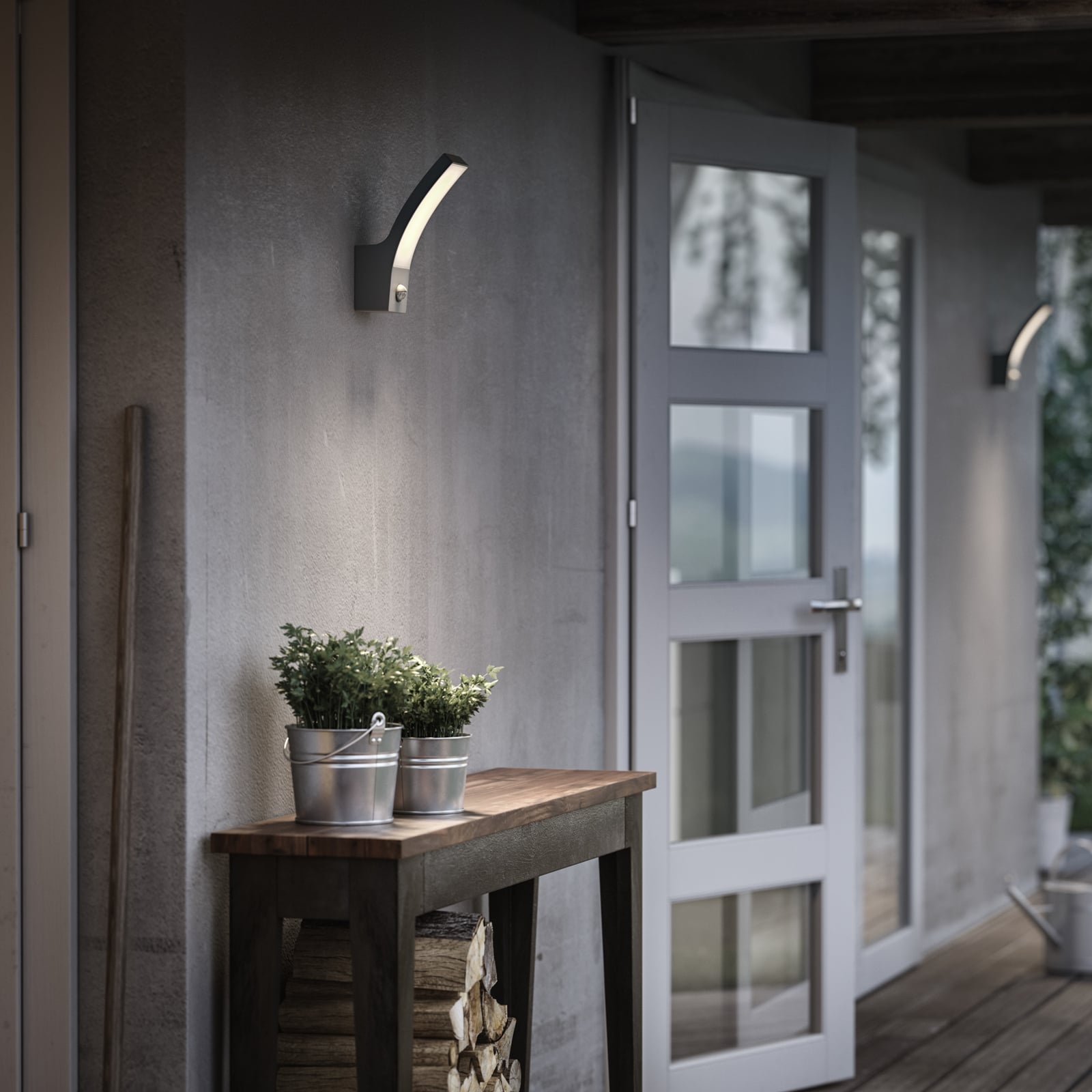LED utevegglampe Splay bakside og sensor