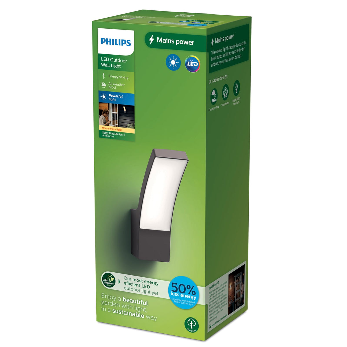 LED utevegglampe Splay antrasitt aluminium IP44 sideprofil
