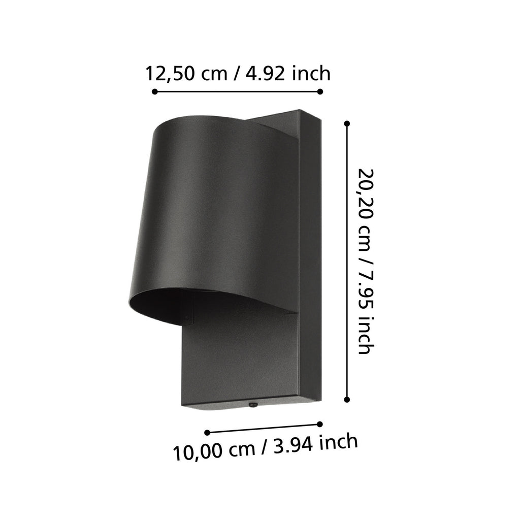 LED utevegglampe Stagnone svart GU10 IP54 detalj