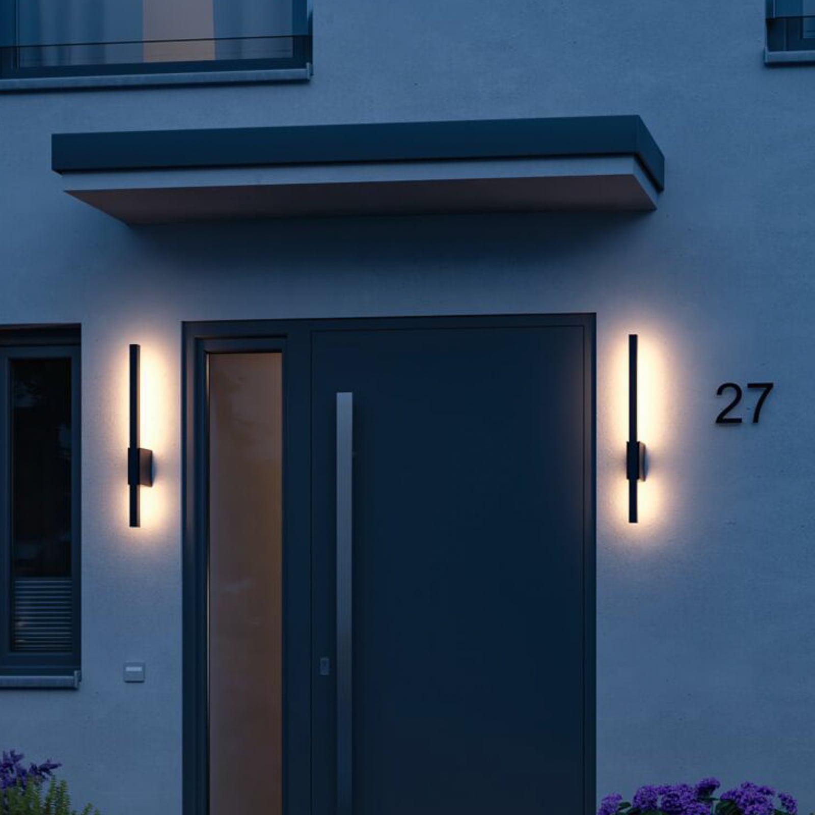 LED utevegglampe Stan indirekte lys antrasitt montert ved inngang