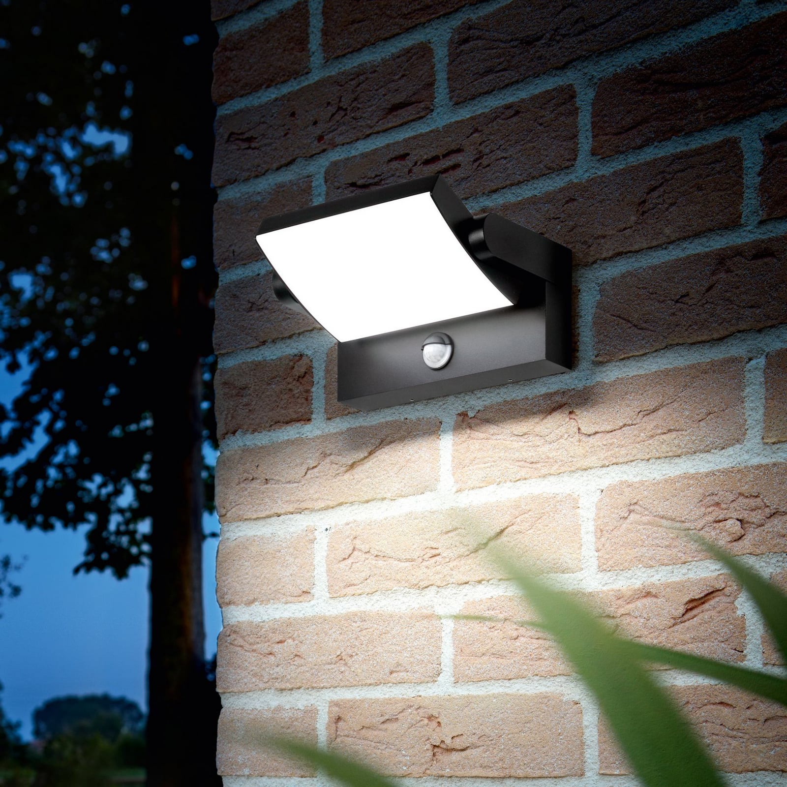 LED utevegglampe Swipe med bevegelsessensor antrasitt IP54 bakside