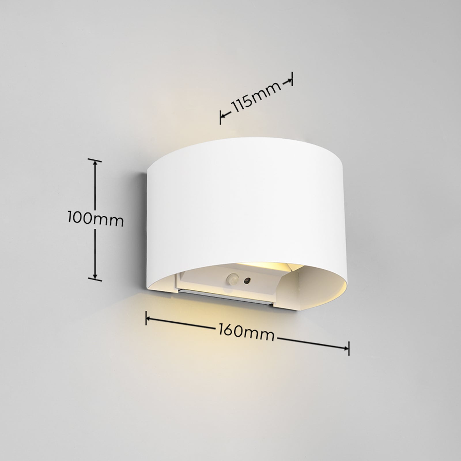 Nærbilde av LED utevegglampe Talent oppladbar med bevegelsessensor IP44