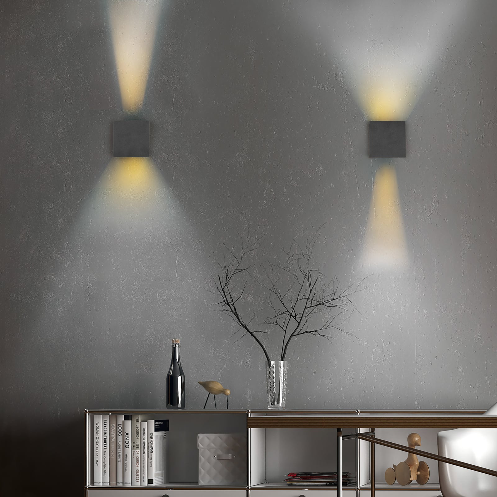 LED utevegglampe Talent oppladbar svart med sensor IP44 - Reality bakside