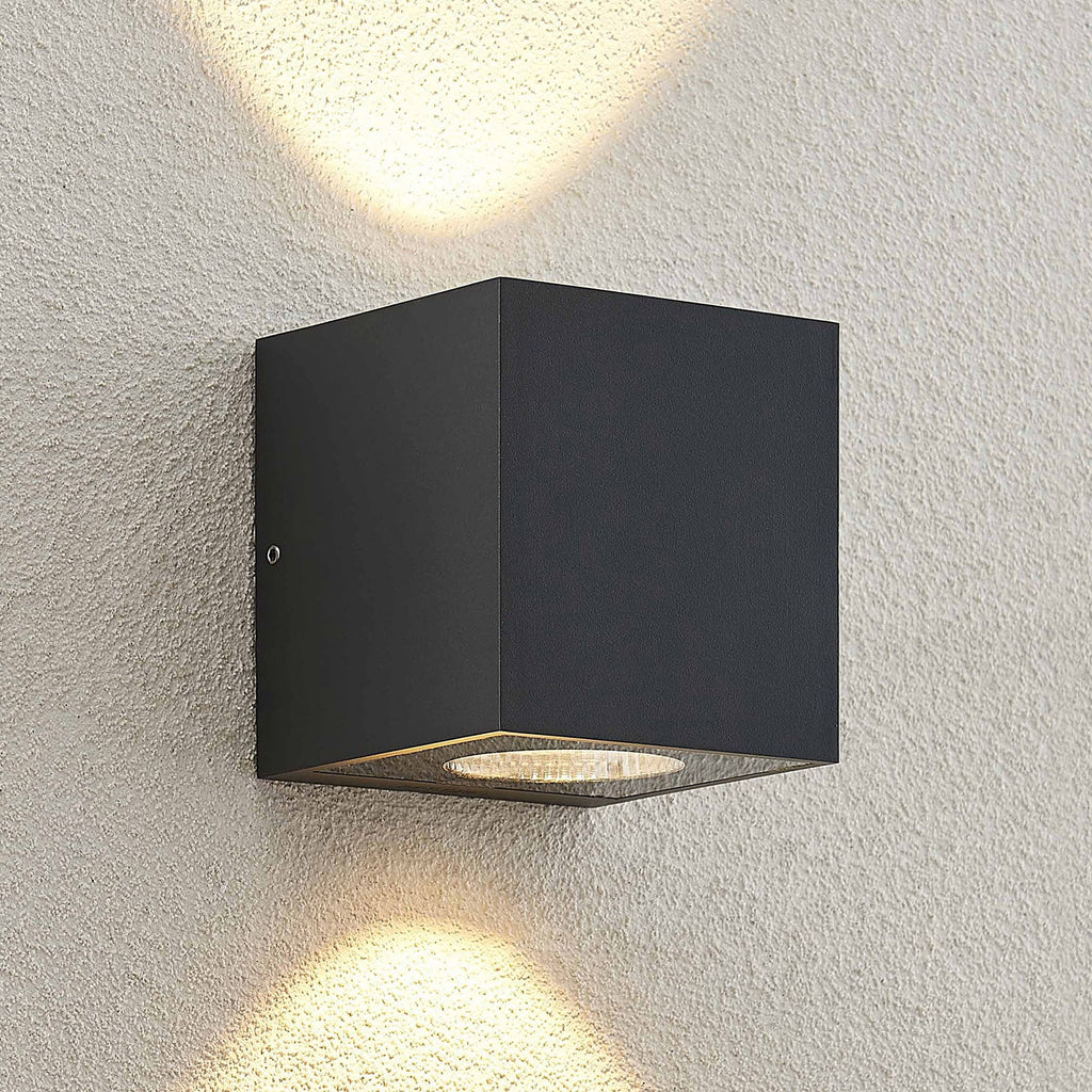 LED utevegglampe Tassnim 2-lys antrasitt dimbar IP65 bakside