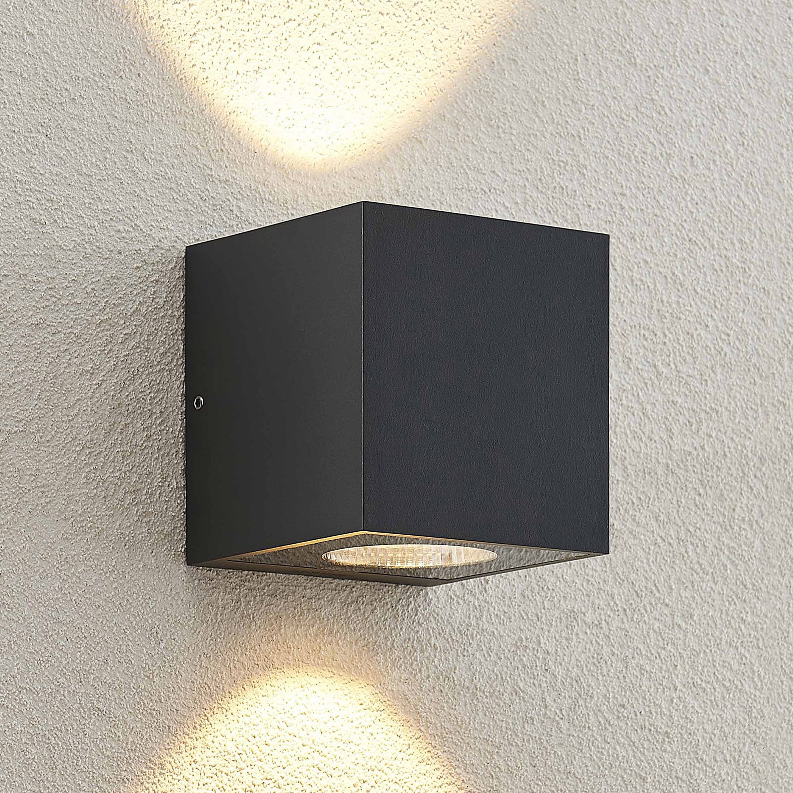 LED utevegglampe Tassnim 2-lys antrasitt dimbar IP65 bakside