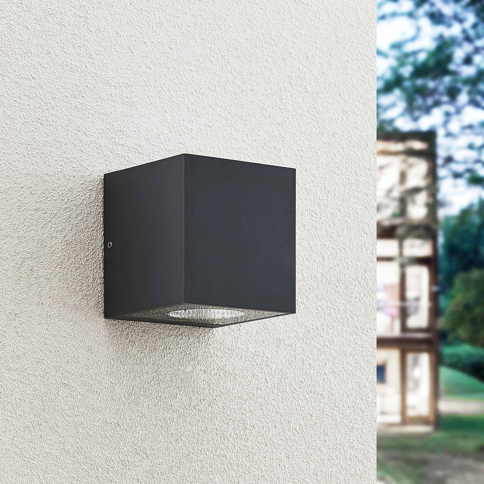 LED utevegglampe Tassnim 2-lys antrasitt dimbar IP65 detalj