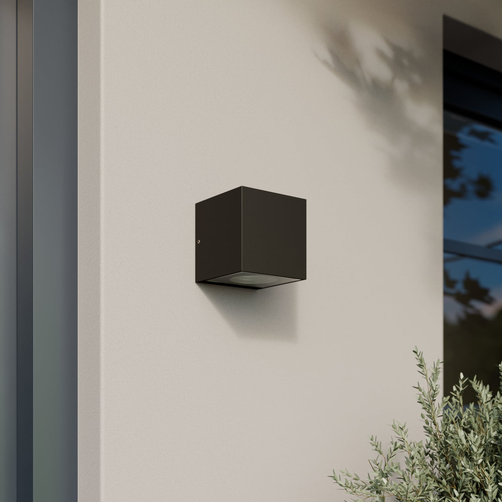 LED utevegglampe Tassnim dimbar antrasitt IP65 detalj
