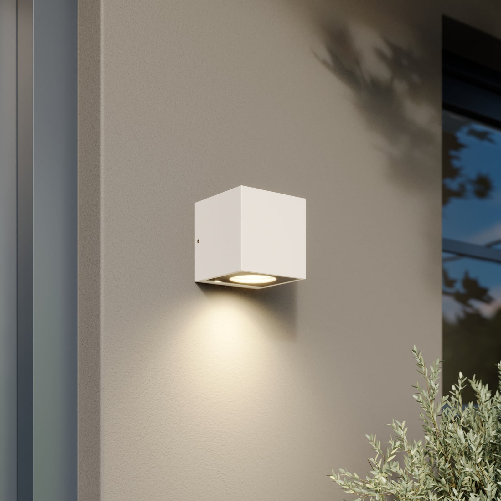 LED utevegglampe Tassnim dimbar hvit aluminium 12 cm bakside