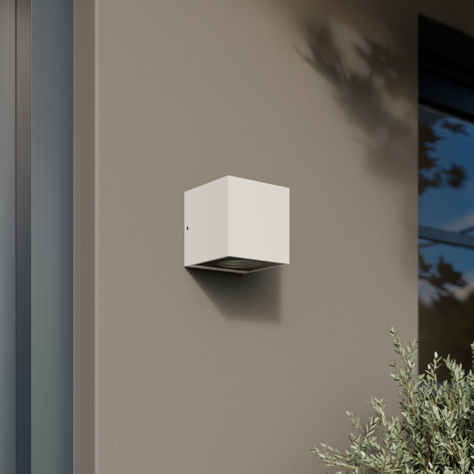 LED utevegglampe Tassnim dimbar hvit aluminium 12 cm detalj